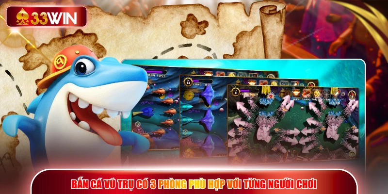 Bắn Cá Vũ Trụ có 3 phòng phù hợp với từng người chơi